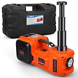 Elektrischer hydraulischer Wagenheber 5T, 12V 180W Auto-Hebeset mit aufblasbarer Pumpe und LED-Licht, 150-540 mm Wagenheber für Auto, SUV, Limousine, MPV, LKW, Reifenwechsel, Garagenreparatur