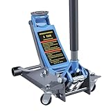 LARBANKE Hydraulischer Wagenheber mit niedrigem Profil, 3 Tonnen, aus robustem Aluminium und Stahl, Wagenheber mit Doppelpumpensystem für schnelles Heben, 2993 kg Kapazität, Hubbereich: 8 - 46,5 cm