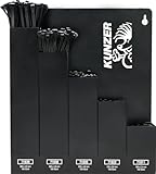 Kunzer 7KBS500 Kabelbindersortiment 500 Stück mit Wandhalter aus Stahl schwarz lackiert - 5 Längen 10, 15, 20, 30, 36 cm