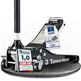 NTG Hydraulischer Wagenheber 3T -TÜV Zertifiziert - (75-505mm Hubhöhe) Lowliner mit Doppelzylinder Extra Stabil Profi Rangierwagenheber 3000kg flach für SUV & tiefergelegte Autos KFZ PKW (Schwarz)
