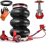 Pneumatischer Wagenheber 3,5T + Gummiauflage + Montagehandschuhe, Autoheber, Luftheber, 150-400 mm Autoheber mit dreifacher Tasche, Extrem schnelles Anheben, Druckluft Wagenheber SUV, PKW (MF80131)