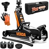 Verda Hydraulischer Wagenheber 2,5T 85-365 mm + 3X Gummiauflage + Koffer + Montagehandschuhe Autoheber Rangierwagenheber Reifenwechsel PKW Geländewagen Wohnmobil
